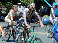painted naked Fremont Solstice Parade Cyclists